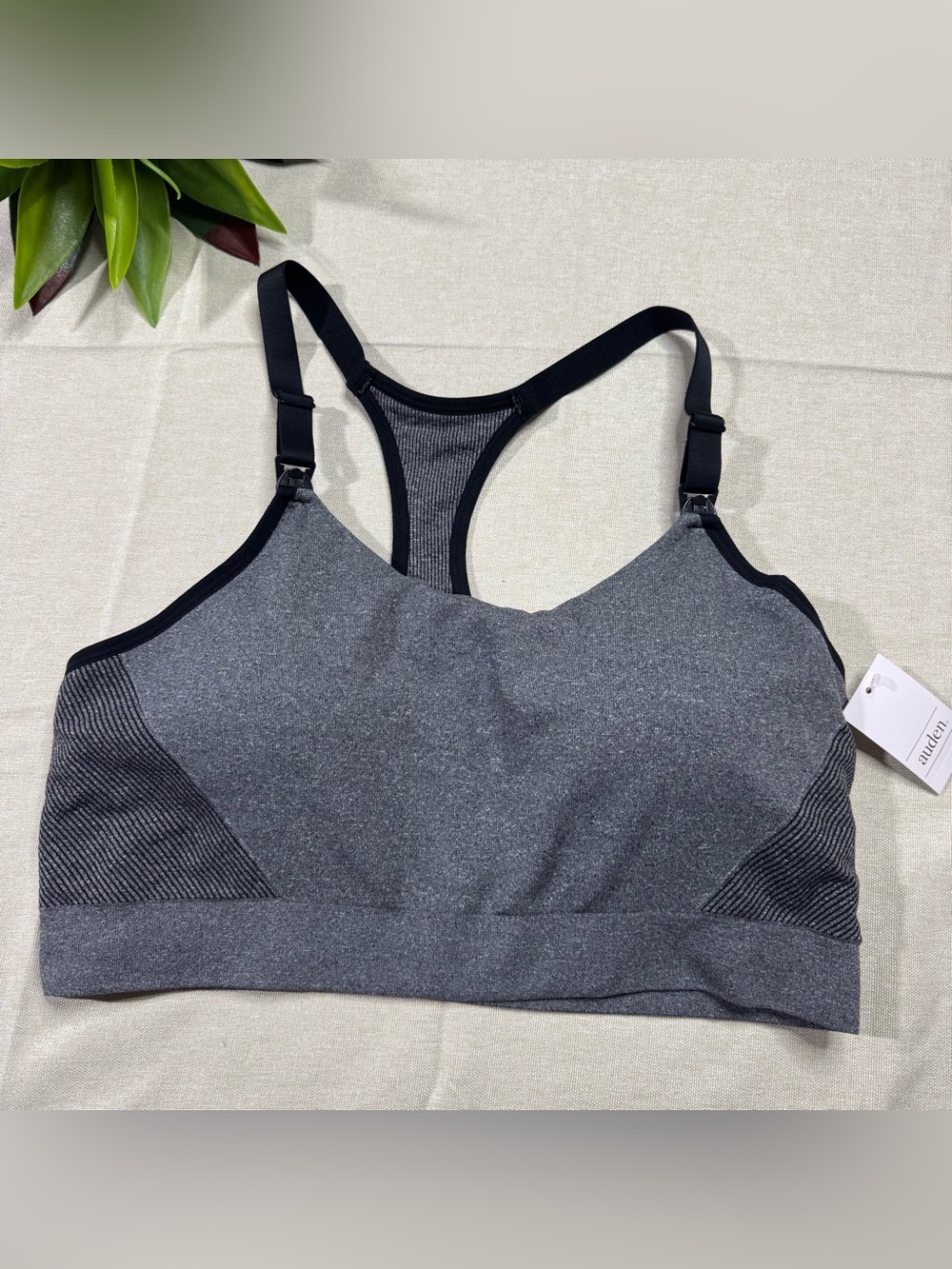 Auden NWT Nursing Sports Bra Heather Gray Wireless Racerback XXL